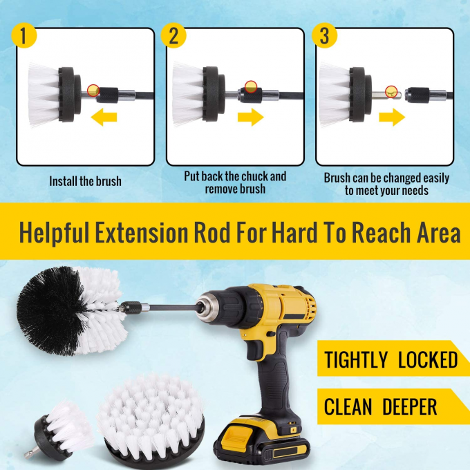 ISO9001 White Drill Scrubber Brush Set 0.15mm Filament Diameter 0