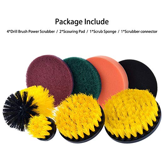 OEM 25 Pieces Drill Scrubber Brush Kit Scrub Pads Sponge 7.5mm Plate Hole 1