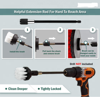 Polypropylene Soft 2in Bristle Drill Brush Set With One Extension Rob 0