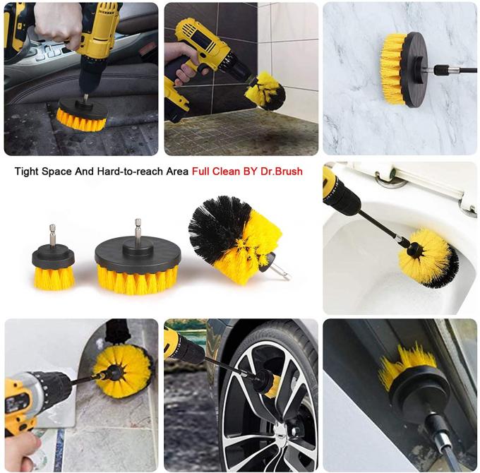 Drill Brush Attachment  Cleaning Set All Purpose Medium Bristle Power Scrubber 3