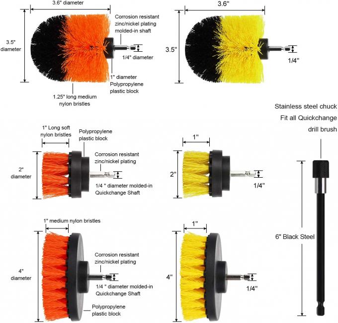 Nylon 12pcs Polypropylene Power Drill Brush Scrubber Set 430g 0