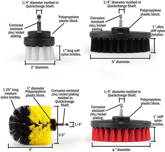 Drill Cleaning Brush 5 Piece Scrub Brush Drill Attachment Shower Cleaner Bath Mat Shower Doors Glass Cleaner 0
