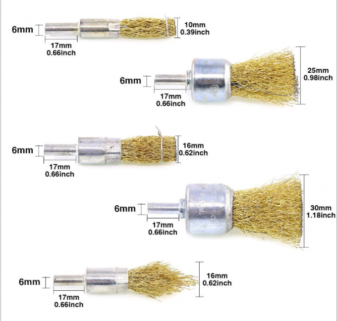 M10 Wire Wheel Brush Set 9pcs For Drill 1/4 Inch Arbor Clean Rust 0