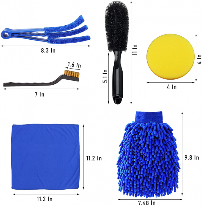 Microfiber 15PCS Tire Interior Car Cleaning Brush Kit Eco Friendly 0