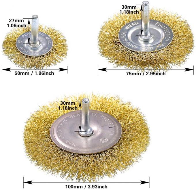 14 Ounces Brass Wire Wheel Brush Set 7pcs Cup Brush Coarse Grit 2
