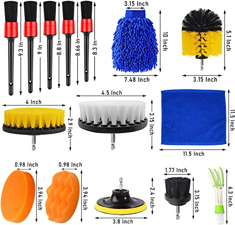 Sustainable 4.5in Wheel Cleaning Brush 16Pcs Drill Scrubber Attachment Set 0