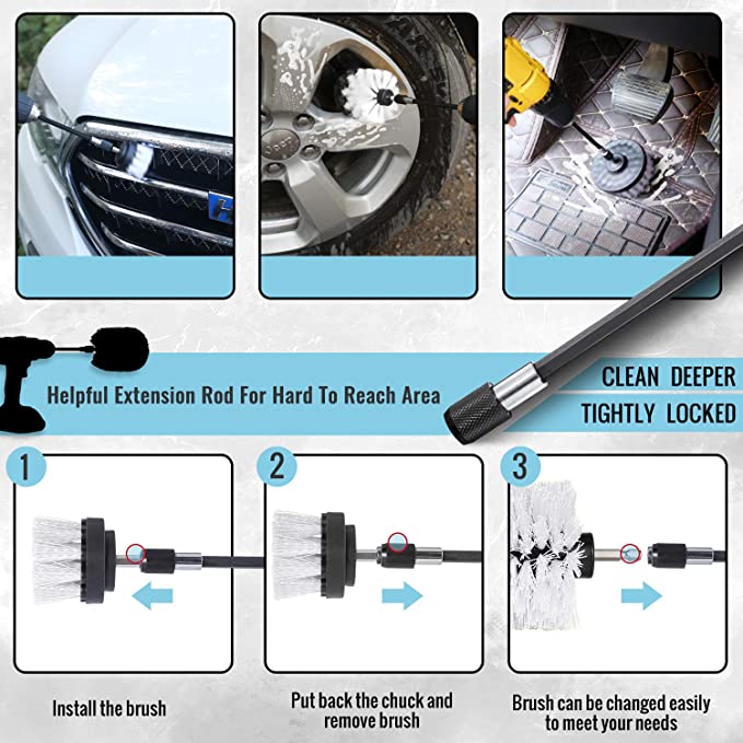 15cm Extension Car Polishing Buffing Pads 668g For Soft Bristle Drill Brush Set 1