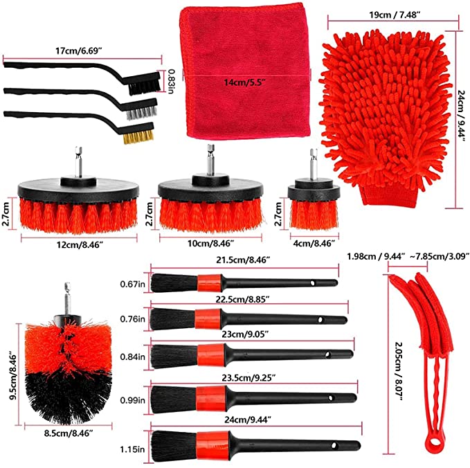 Car Cleaning Brushes Set Includes 5 Soft Premium Detail Brush Auto Wheel Brush Kit 1