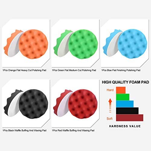 Rosh 6 Inch Polishing 150mm Buffing Waffle Foam Pad Kit Reusable 0