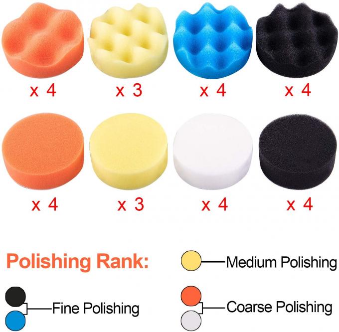 38pcs 3In Car Polishing Pad Kit 7.5cm Polisher Attachment For Drill 0