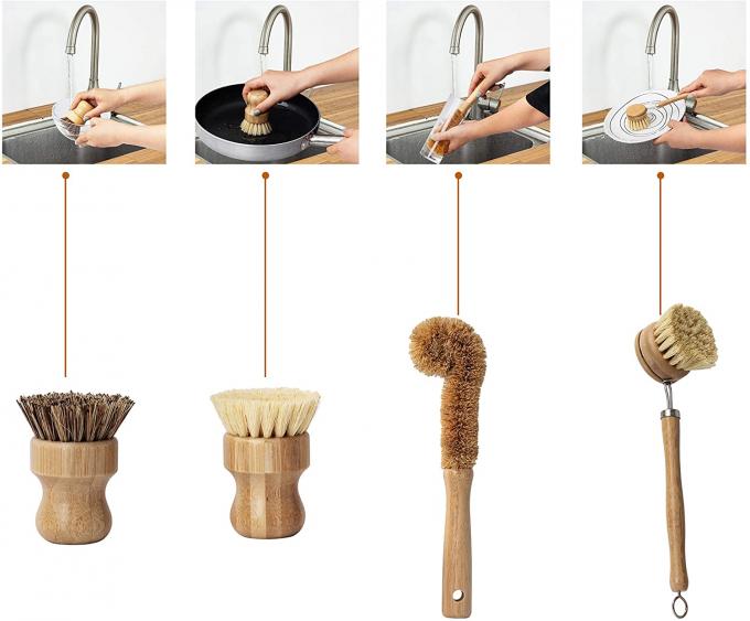 6*8cm Eco Friendly Kitchen Scrub Brush Bamboo Wooden ISO9001 2