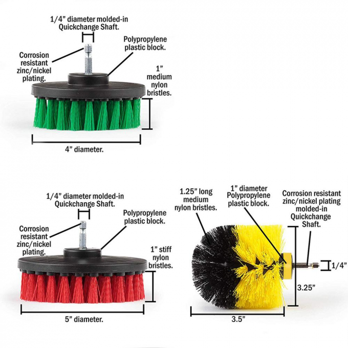 6 Pieces Power Scrubber Drill Brush Kit Cordless PP Material 1