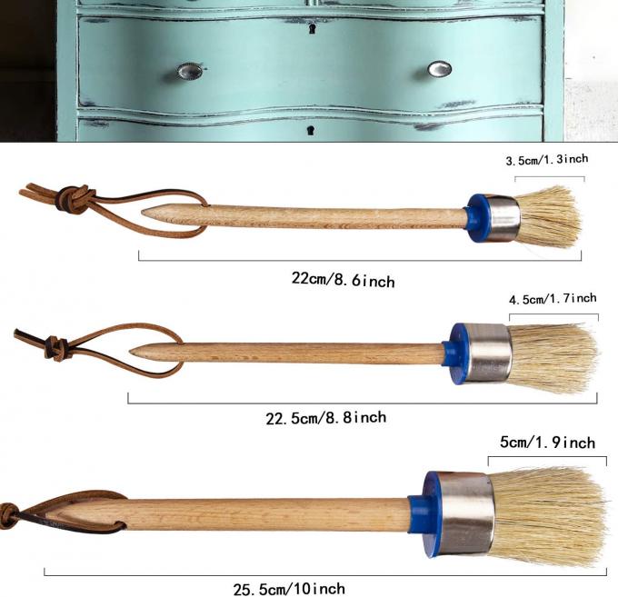 3 Pcs Chalk Paint Brush Natural Bristle Painting For Furniture 3