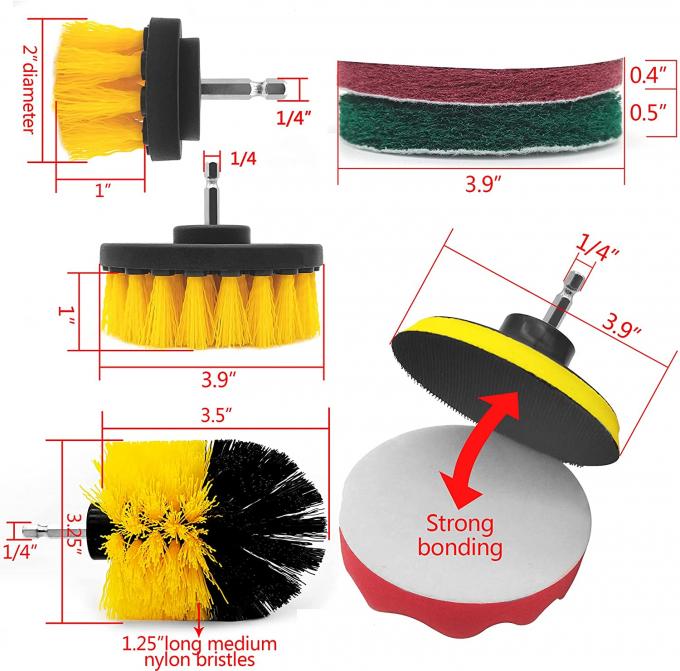 Bathtub Toilet Shower 8 Piece Drill Brush Set With Scrub Pads Sponge 2