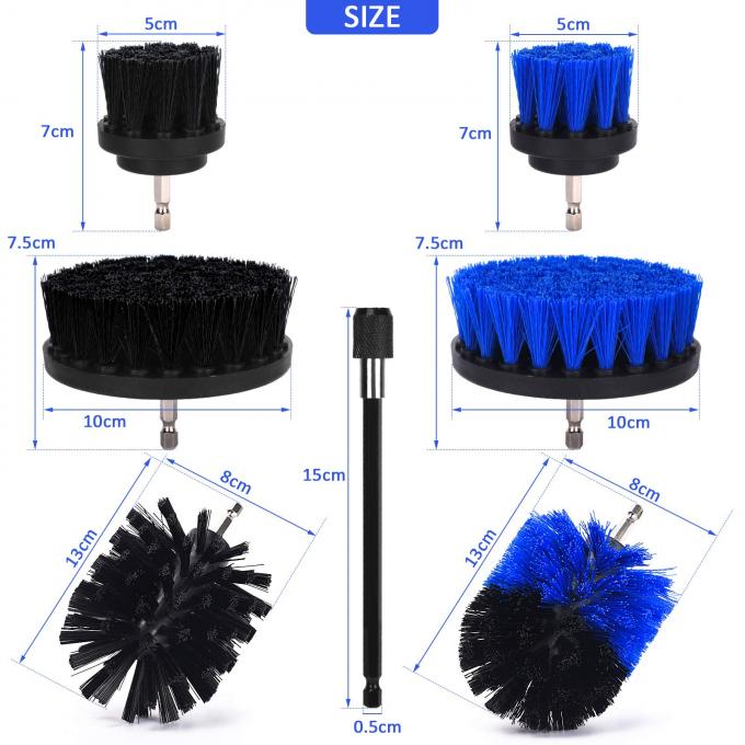 Extension Rod 7Pcs Drill Scrubber Brush For Carpet Black Blue 1