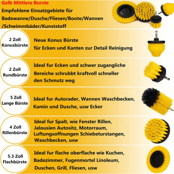 PP Drill Brush Attachment Set 7 Pieces For Cleaning 0