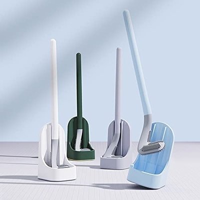 Long Handled TPR Silicone Golf Toilet Brush Set White Blue Green