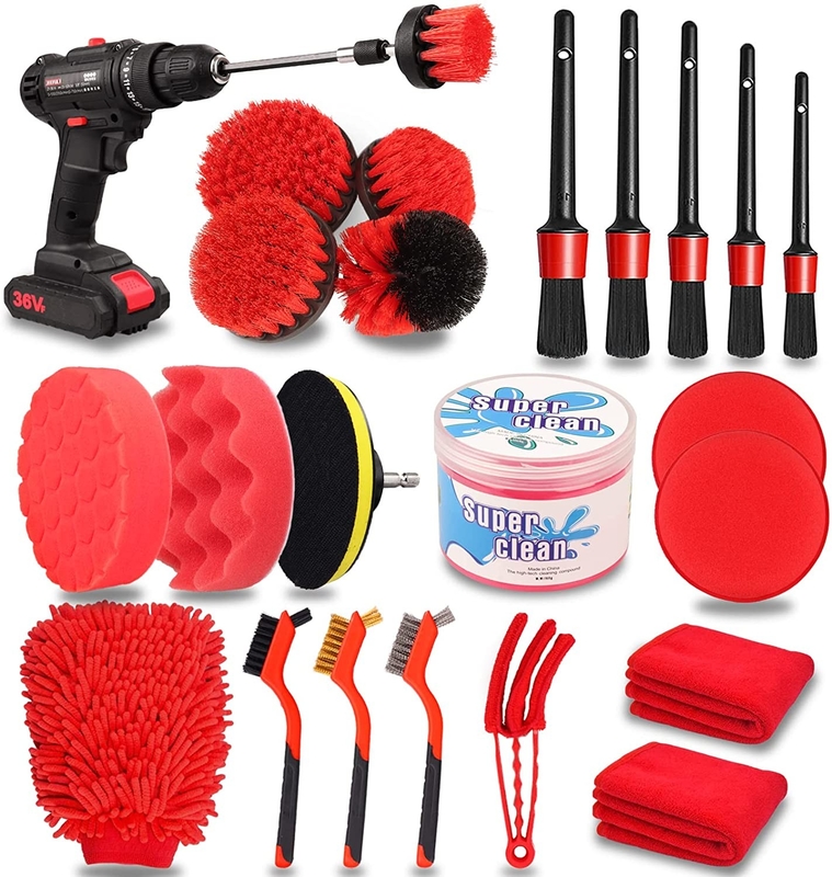 PP Microfiber 24PCS Car Detailing Brush Set 17 Inch