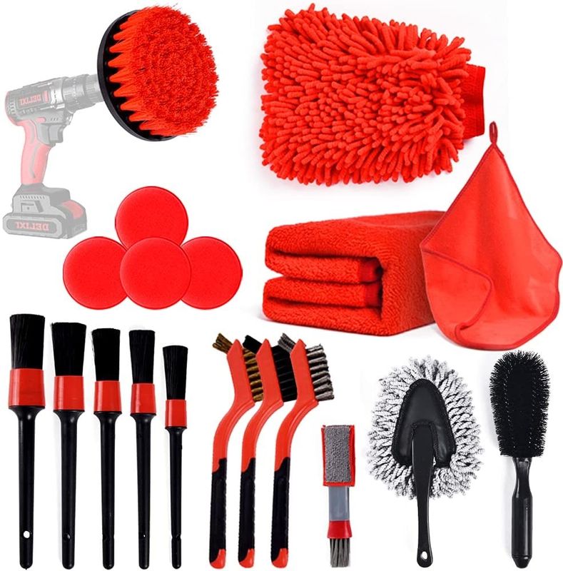 19Pcs Pp Car Detailing Brush Kit For Internal And External Detail