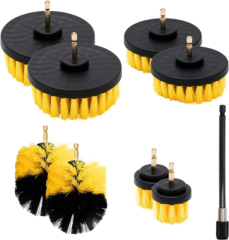 9 Piece Cleaning Detailing Power Scrub Brushes With Extended Reach Attachment